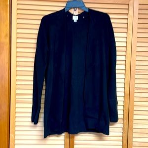 This is a long black sweater, no buttons.              a.n.d. e a w y size S